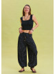 Elastic Waist Lace Detailed Anthracite Viscose Trousers 4539